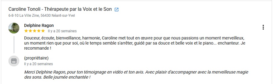 Caroline-Tonoli-Stage-Broceliande-bain-de-foret-bain-de-son-GoogleMyBusiness-Avis-Delphine